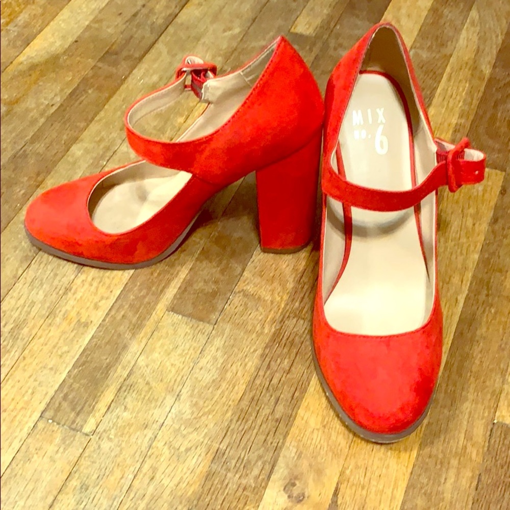 Mix No. 6 Red Mary Jane Block Heels
